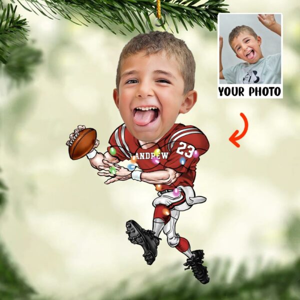 Custom Face Photo American Football Players - Personalized Acrylic Photo Ornament - Image 4