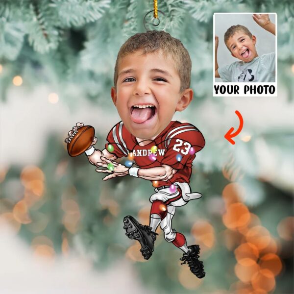 Custom Face Photo American Football Players - Personalized Acrylic Photo Ornament - Image 2