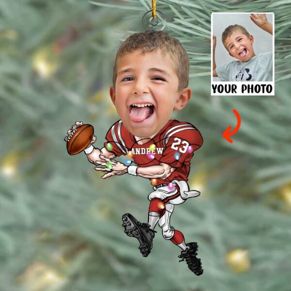 Custom Face Photo American Football Players - Personalized Acrylic Photo Ornament - Image 3