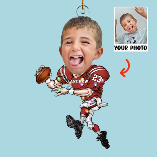 Custom Face Photo American Football Players - Personalized Acrylic Photo Ornament - Image 5