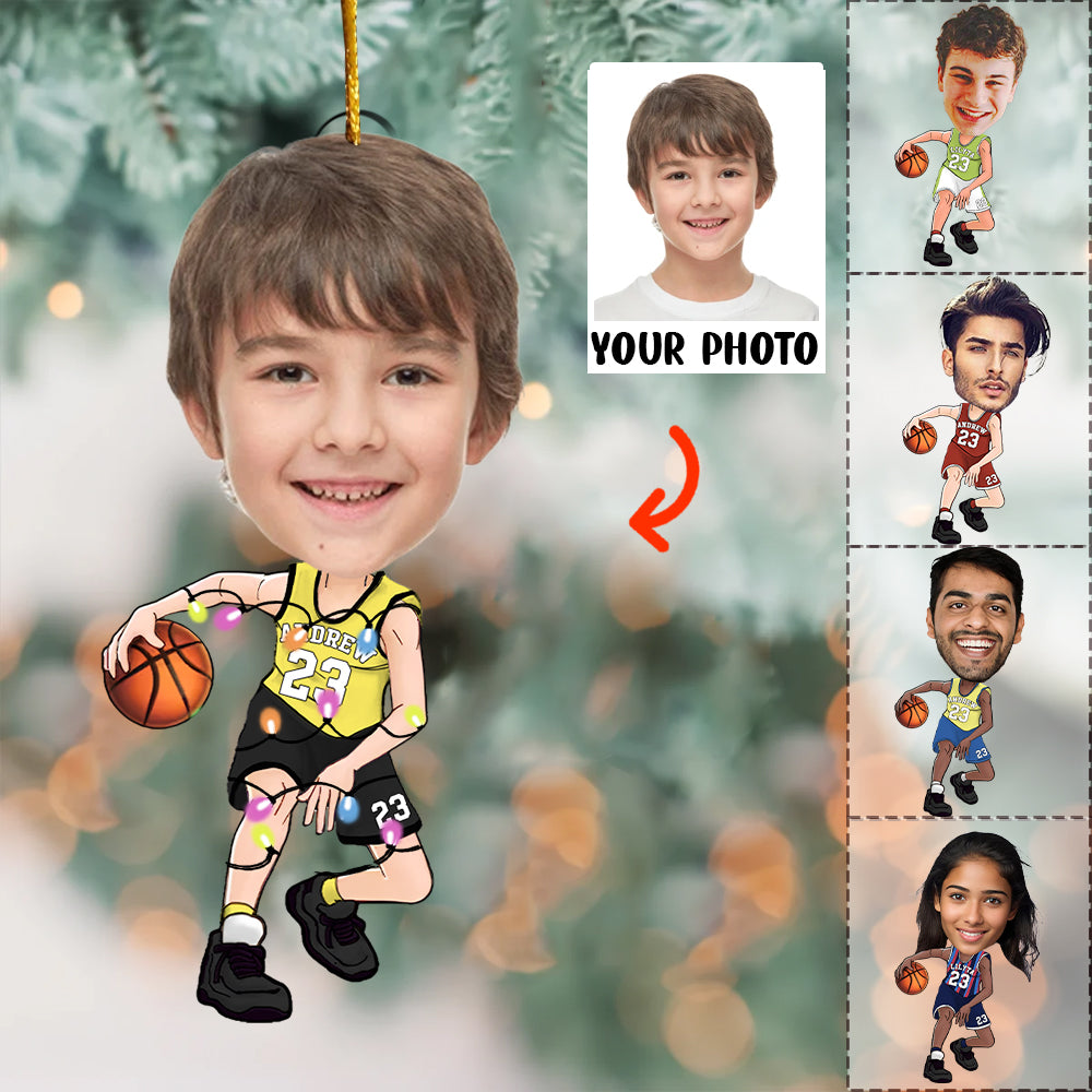 Custom Face Photo Basketball Players - Personalized Acrylic Photo Ornament