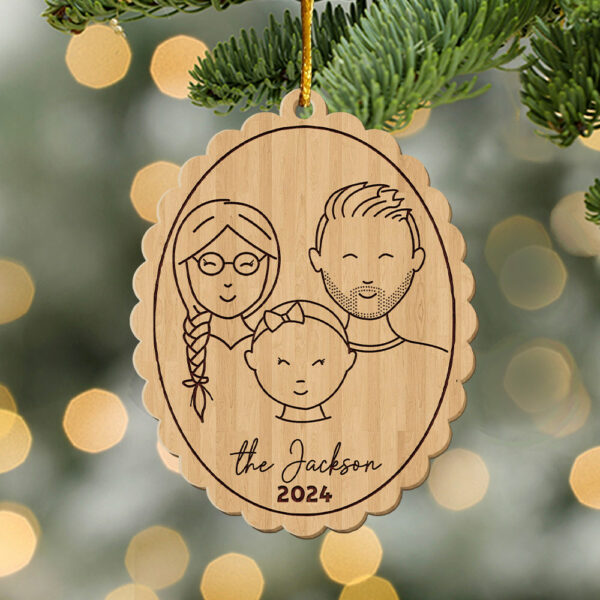 Custom Family Face Ornament - Personalized Wooden Ornament - Image 2