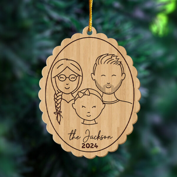 Custom Family Face Ornament - Personalized Wooden Ornament - Image 3