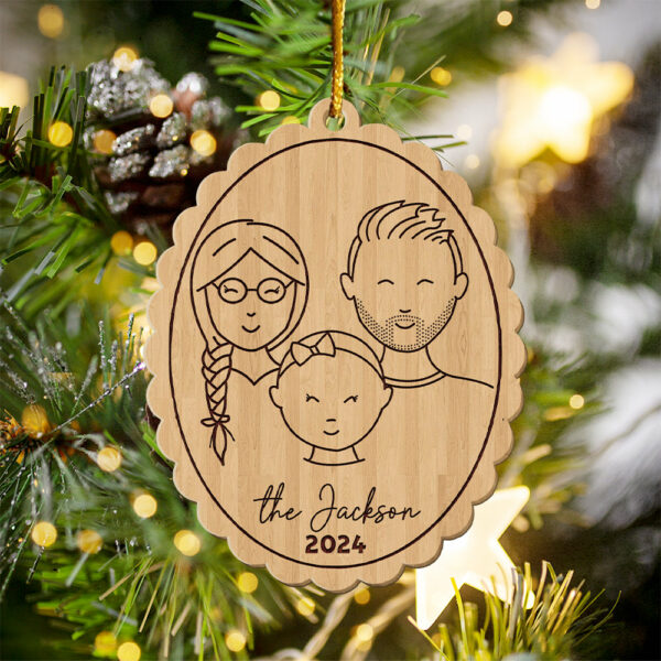 Custom Family Face Ornament - Personalized Wooden Ornament - Image 5