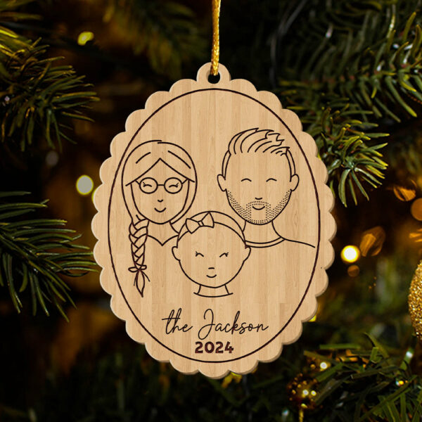 Custom Family Face Ornament - Personalized Wooden Ornament - Image 4