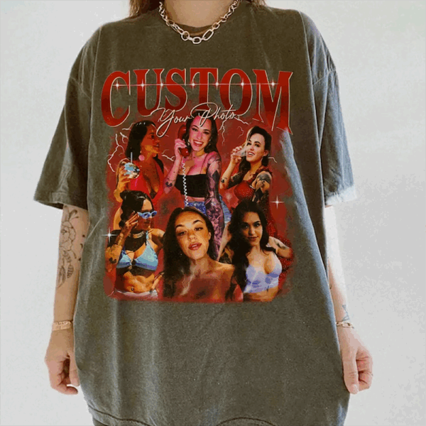 Custom Fathers Day Shirt - Photo Shirt Custom Vintage Rap Tshirt For Couples - Perfect Gift For Mom Friends Dad Mother - Custom Photo Gift - Image 3