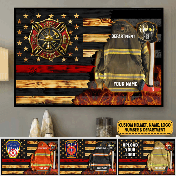 Custom Firefighter Armor Clothes And Helmet Canvas Proud Firefighter Canvas K1702 - Image 2