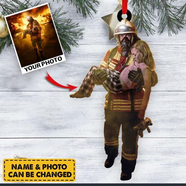 Custom Firefighter Hero Photo Ornament Gift For Firefighter Fireman - Image 2