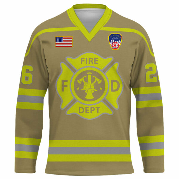 Custom Firefighter Hockey Jersey Number Department Can Be Changed Gift For Firefighter K1702 - Image 2