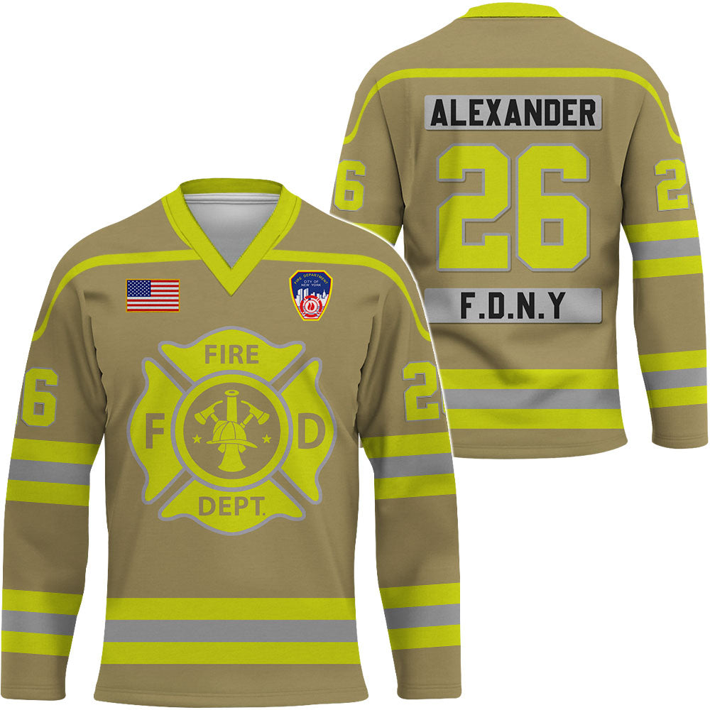 Custom Firefighter Hockey Jersey Number Department Can Be Changed Gift For Firefighter K1702