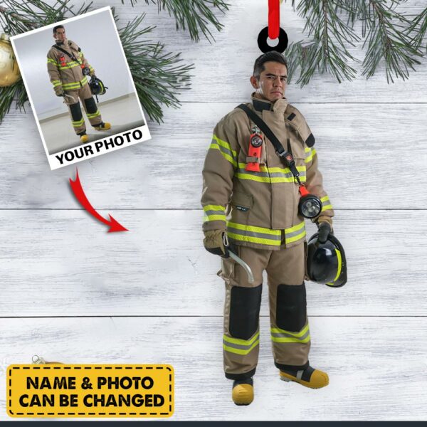 Custom Firefighter Photo Ornament Gift For Firefighter Fireman - Image 2