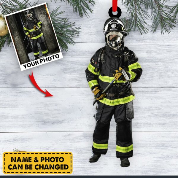 Custom Firefighter Photo Ornament Gift For Firefighter Fireman - Image 4