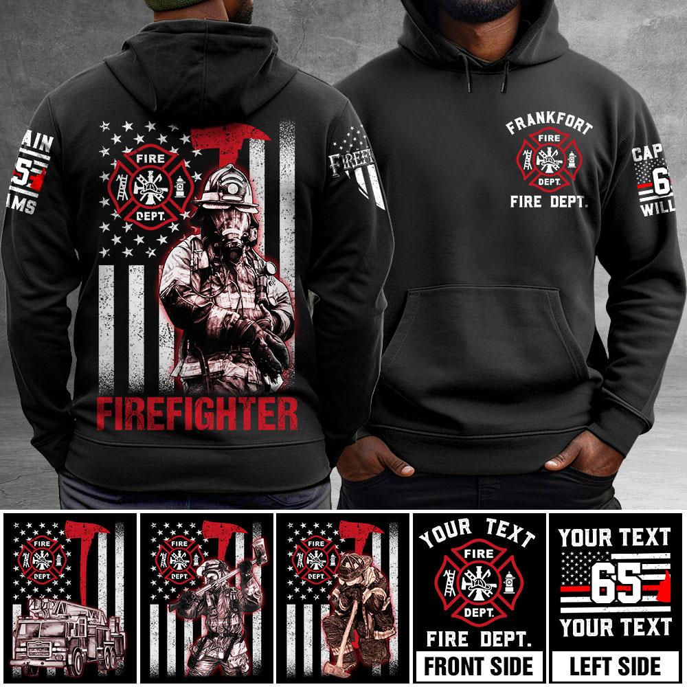 Custom Firefighter Shirts Custom Name And Number Fire Department All Over Print Shirt K1702