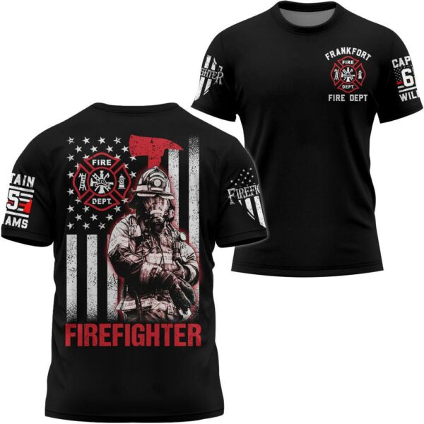 Custom Firefighter Shirts Custom Name And Number Fire Department All Over Print Shirt K1702 - Image 2