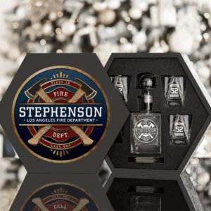 Custom Firefighter Whiskey Hexagon Decanter Set For Fireman Retired Fireighter Gift K1702