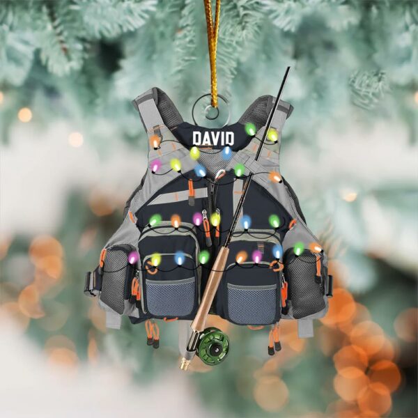 Custom Fishing Vest for Men Women Ornament - Personalized Acrylic Ornament - Image 2