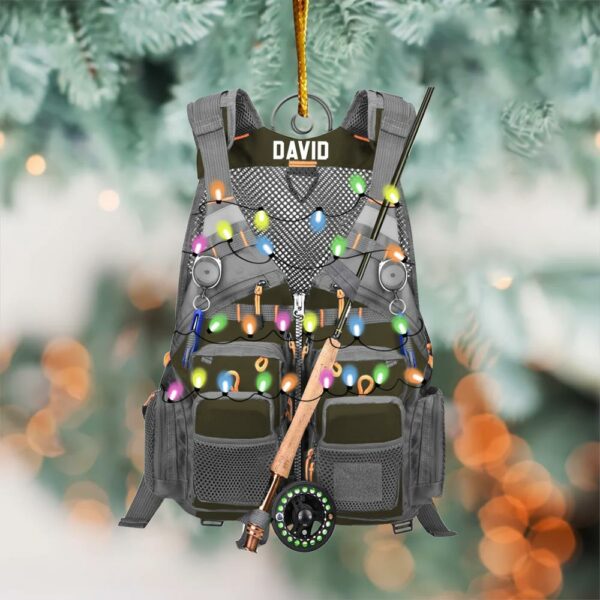 Custom Fishing Vest for Men Women Ornament - Personalized Acrylic Ornament - Image 2