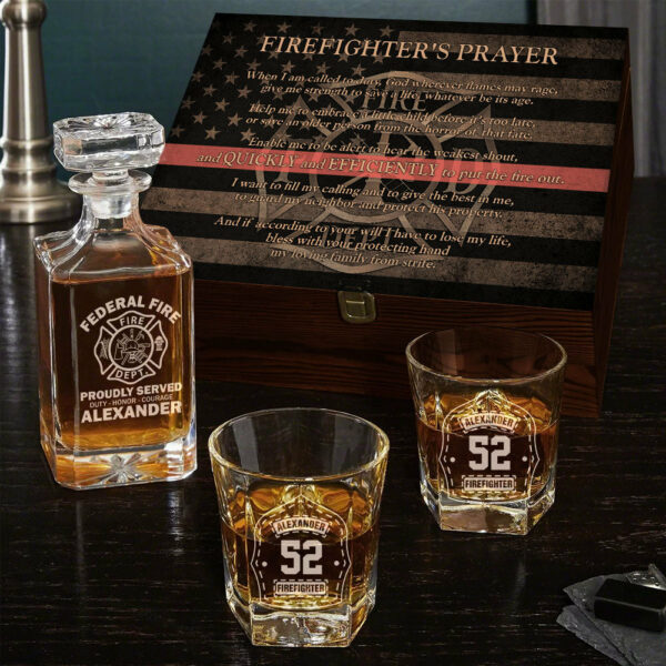 Custom Gift Proudly Served Duty Honor Courage Custom Decanter Set Gift For Firefighter K1702 - Image 5