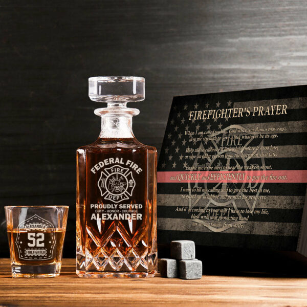 Custom Gift Proudly Served Duty Honor Courage Custom Decanter Set Gift For Firefighter K1702 - Image 7