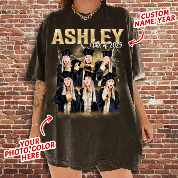 Custom Graduation Bootleg Rap Tee, Custom Photo - Vintage Graphic 90s T-shirt, Custom Photo Shirt, Custom Your Own Bootleg Idea Here, Insert Your Design