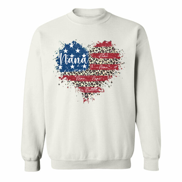 Custom Grandma American Flag Heart Shirt with Kids names, 4th of July Shirt - Image 9
