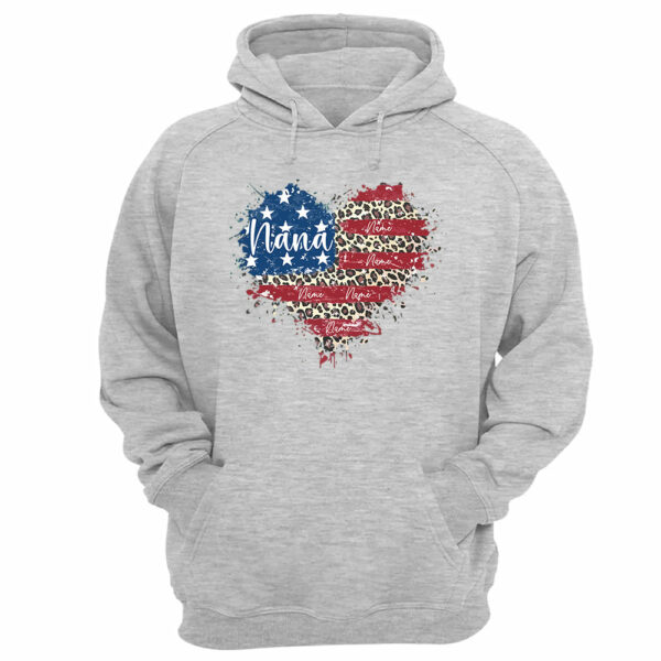 Custom Grandma American Flag Heart Shirt with Kids names, 4th of July Shirt - Image 8