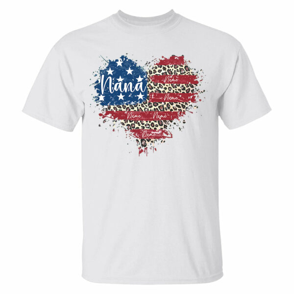 Custom Grandma American Flag Heart Shirt with Kids names, 4th of July Shirt - Image 3