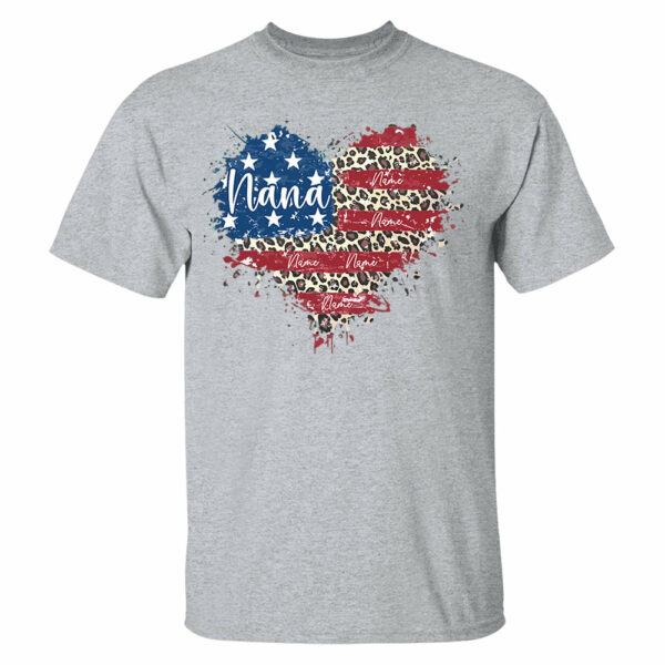 Custom Grandma American Flag Heart Shirt with Kids names, 4th of July Shirt - Image 2