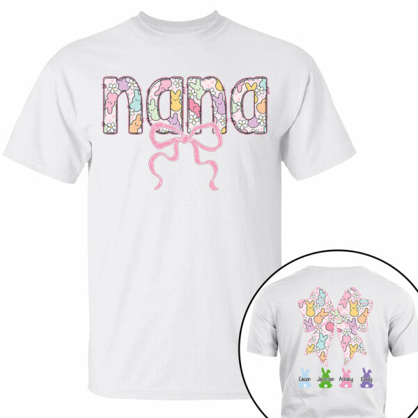 Custom Grandma Bow Easter Grandma And Grandkids T-Shirt Gift for Grandma T1807 - Image 2