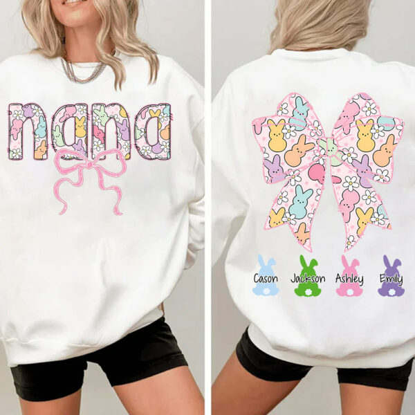 Custom Grandma Bow Easter Grandma And Grandkids T-Shirt Gift for Grandma T1807