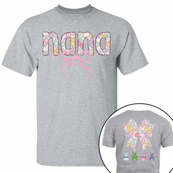 Custom Grandma Bow Easter Grandma And Grandkids T-Shirt Gift for Grandma T1807 - Image 3