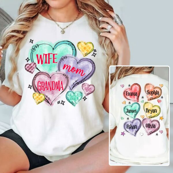 Custom Grandma Candy Hearts for Grandmas Shirt - Personalized Valentine Shirt - Image 3