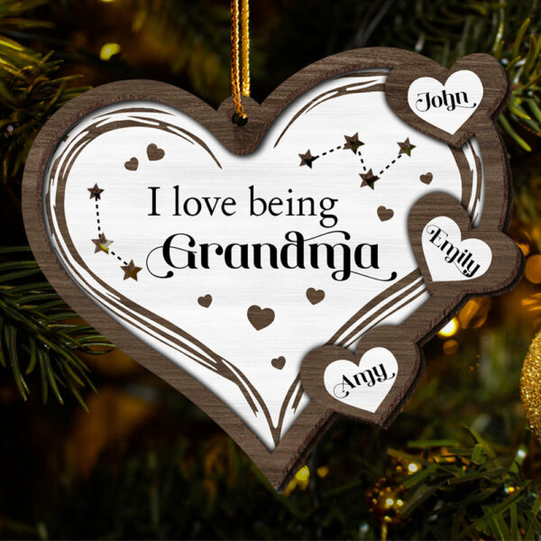 Custom Grandma Grandkids Heart Ornament - Image 2