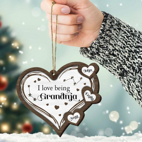 Custom Grandma Grandkids Heart Ornament - Image 6