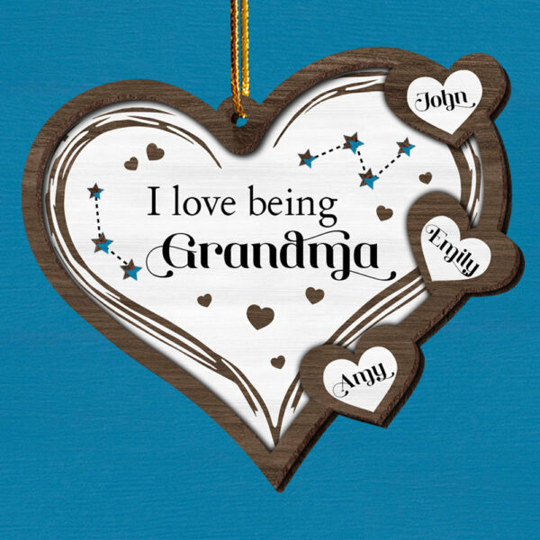 Custom Grandma Grandkids Heart Ornament - Image 4