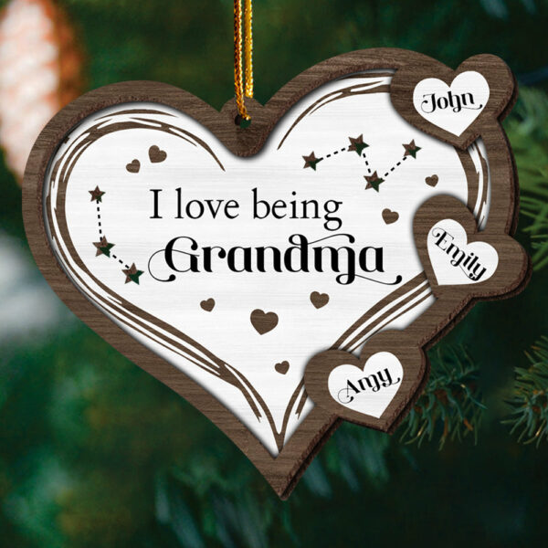 Custom Grandma Grandkids Heart Ornament - Image 5