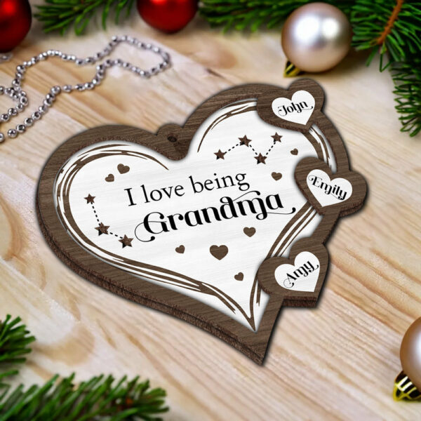 Custom Grandma Grandkids Heart Ornament - Image 8