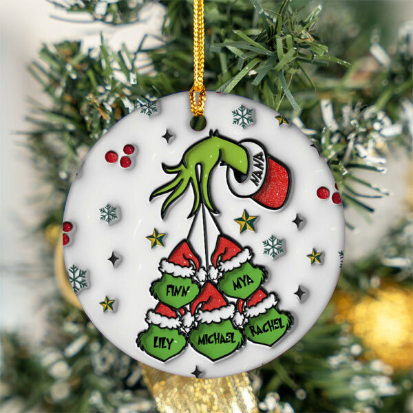 Custom Grandma Grinch Holding Hand 3D Inflated Ornament - Image 5