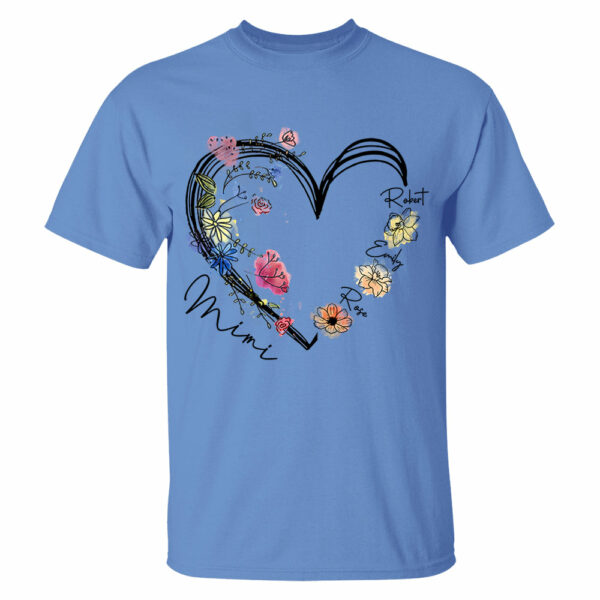 Custom Grandma Heart Birth Month Flower Shirt - Image 10