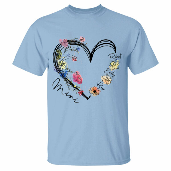 Custom Grandma Heart Birth Month Flower Shirt - Image 5