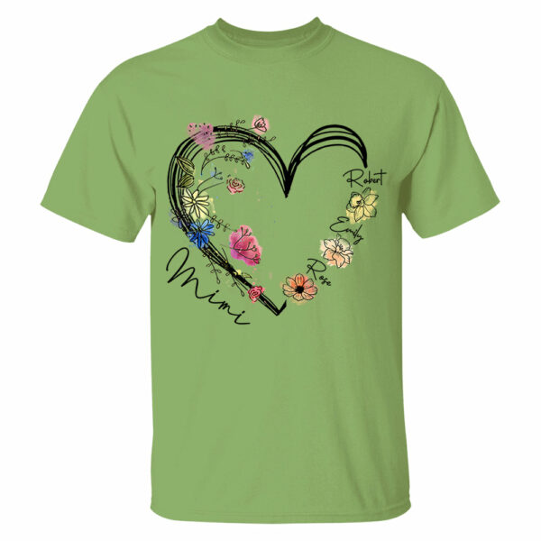 Custom Grandma Heart Birth Month Flower Shirt - Image 4