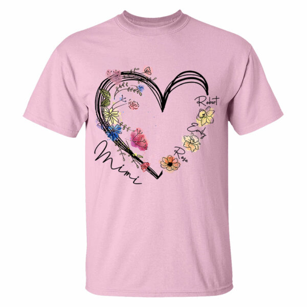 Custom Grandma Heart Birth Month Flower Shirt - Image 6