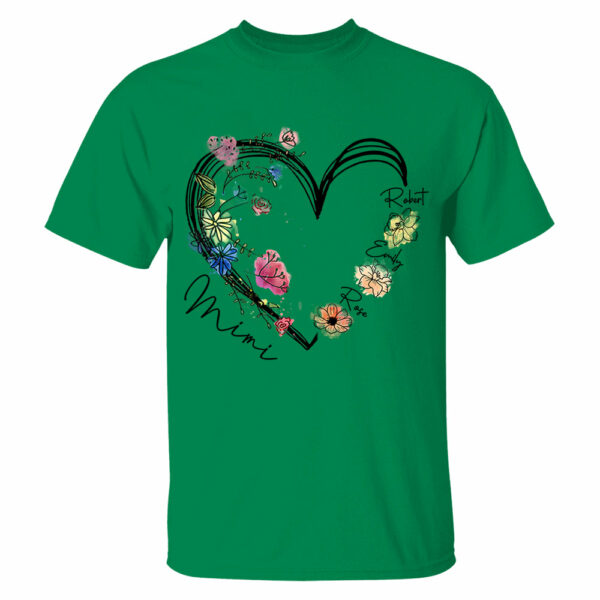 Custom Grandma Heart Birth Month Flower Shirt - Image 11