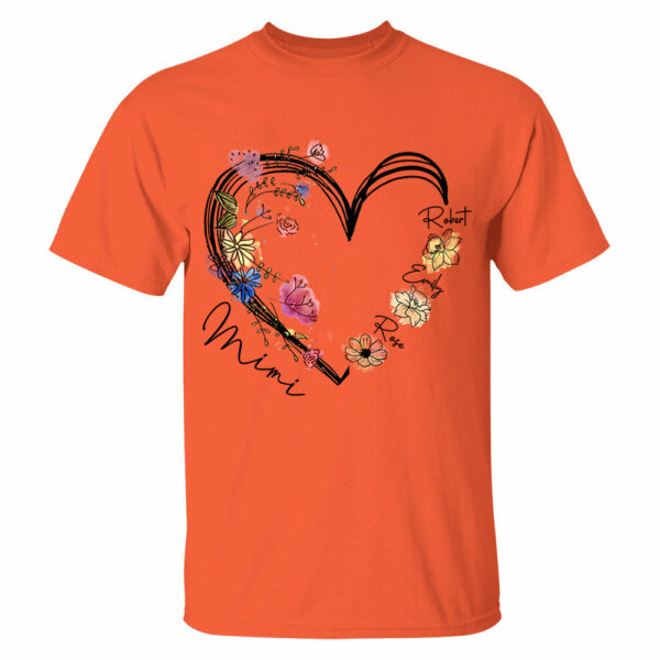 Custom Grandma Heart Birth Month Flower Shirt - Image 9