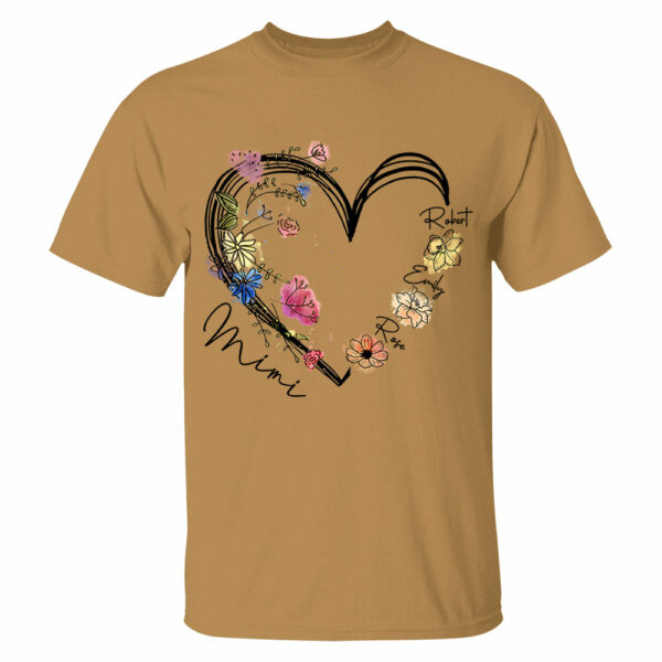 Custom Grandma Heart Birth Month Flower Shirt - Image 7