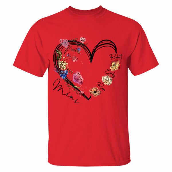 Custom Grandma Heart Birth Month Flower Shirt - Image 8