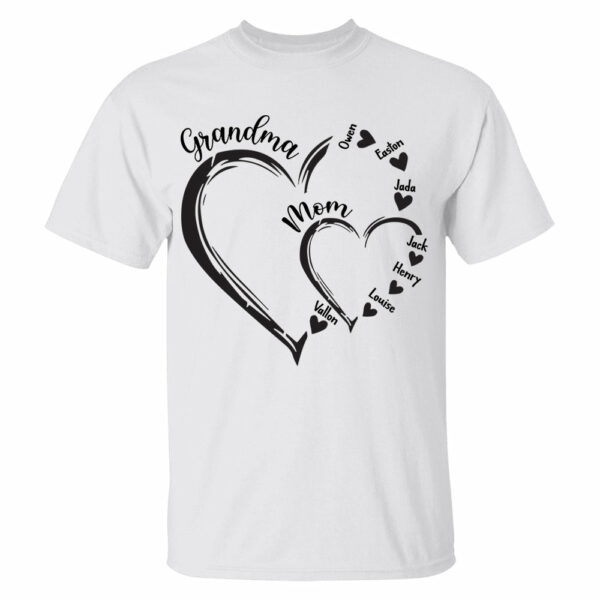 Custom Grandma Mom Heart Shirt, Personalized Nana Shirt, Mimi Shirt - Best Gifts For Mother's Day - Image 3