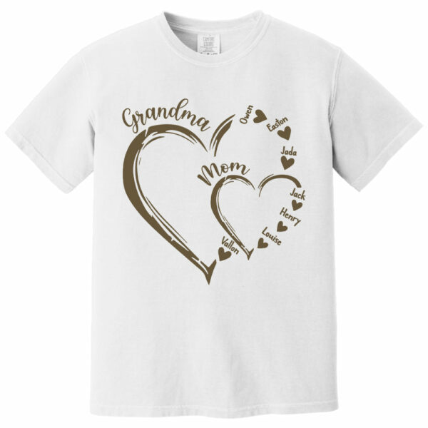 Custom Grandma Mom Heart Shirt, Personalized Nana Shirt, Mimi Shirt - Best Gifts For Mother's Day - Image 5