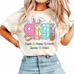 Custom Grandma Nickname With Kids Names Easter Shirt