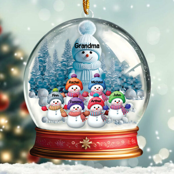Custom Grandma With Grandkids Snowball Ornament - Image 4